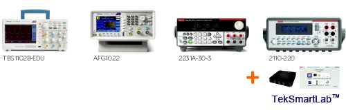 Paquete Tektronix 4 en 1 + TekSmartLab: osciloscopio, generador de funciones, multímetro y fuente